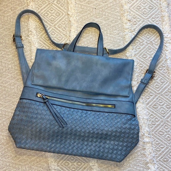 Blue Woven Leather Backpack - Picture 2 of 10